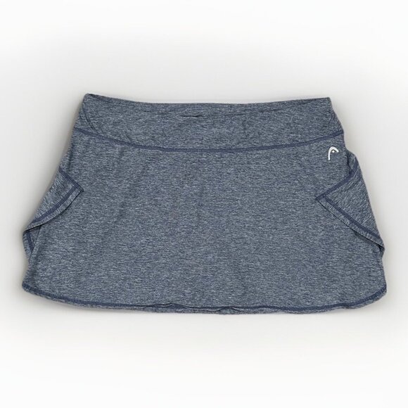 HEAD Tennis Skort Blue Heather Inside Ball Pockets Women's Size Large Wicking - Picture 1 of 6